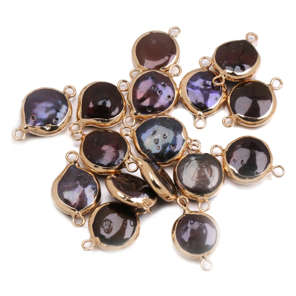 Натуральный пресноводный жемчуг подвеска эллиптический Соединитель с двумя