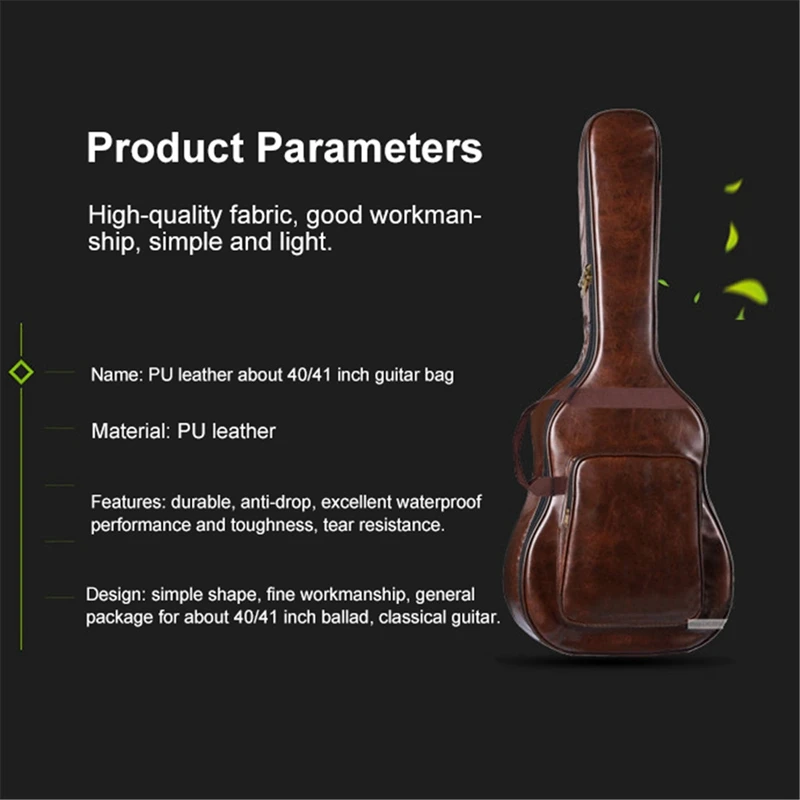 

40 Inch 41 Inch Waterproof PU Guitar Backpack Thickened Padded Guitar Carrying Case Gig Bag for 40 / 41 Inch