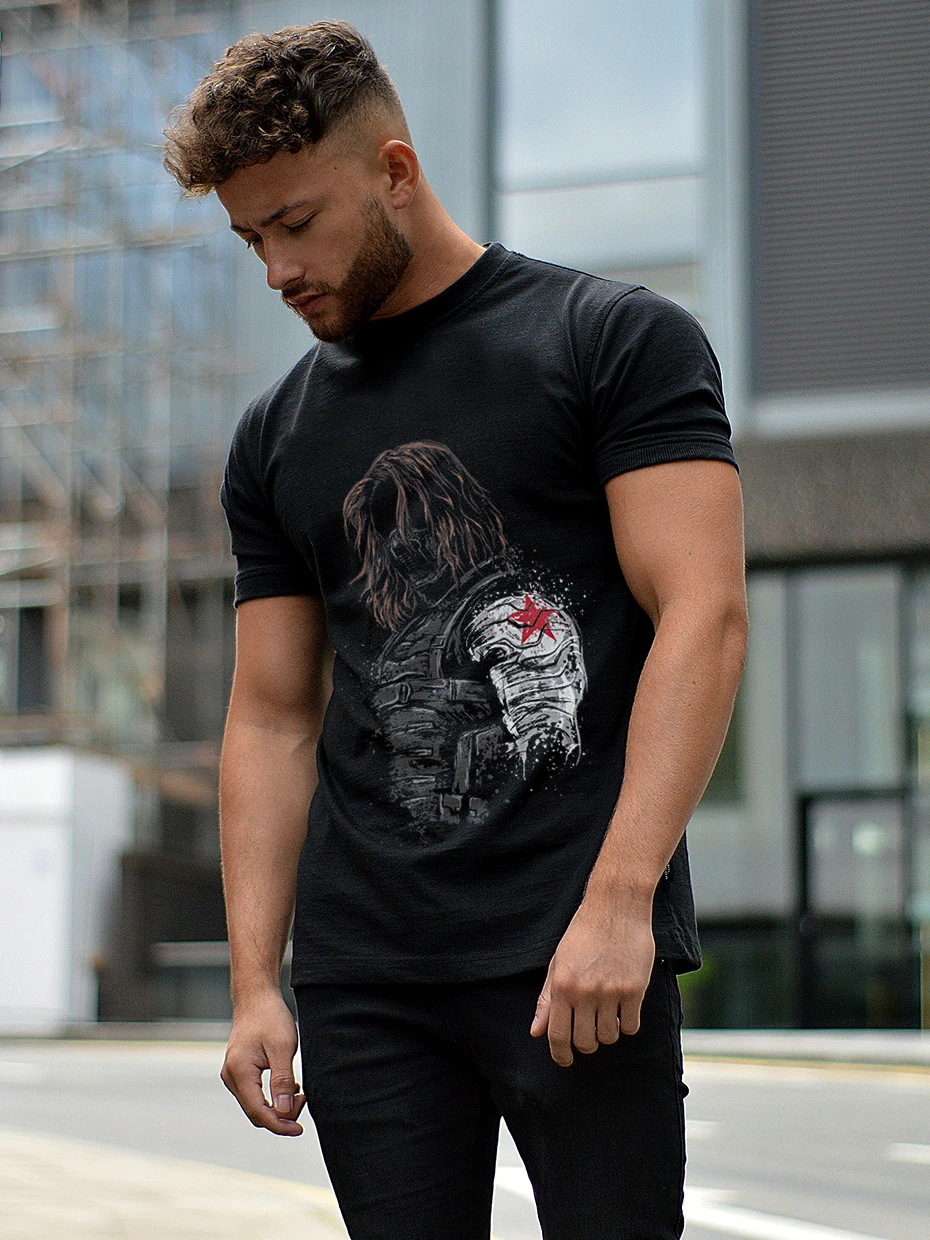 Зимний Солдат Bucky Barnes футболка унисекс мягкий хлопок Homme футболка популярная уличная одежда S-6XL размера плюс футболка