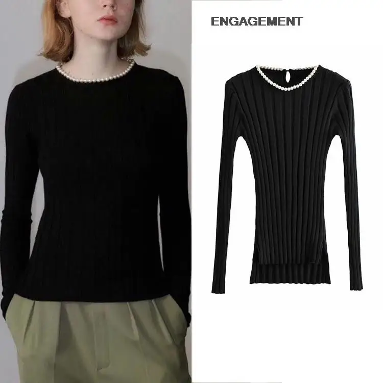 

ENGAGEMENT za 2021 female Trendy ladies h-beaded bottoming sweater sweater women fall/winter stretch slim-fit sweater