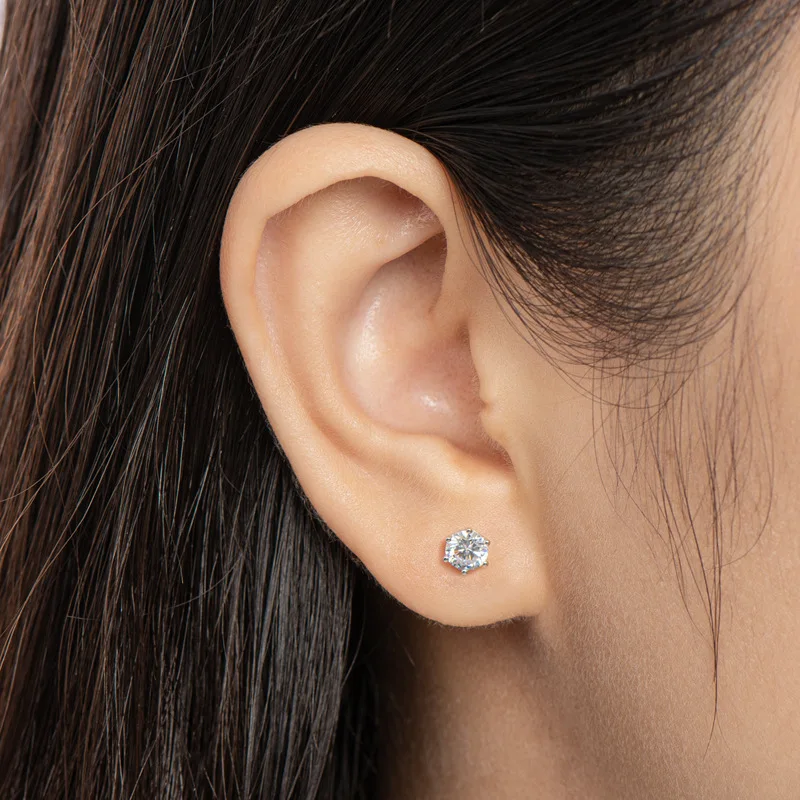 Серьги женские из серебра 925 пробы с натуральным муассанитом 0 5 карат | Украшения