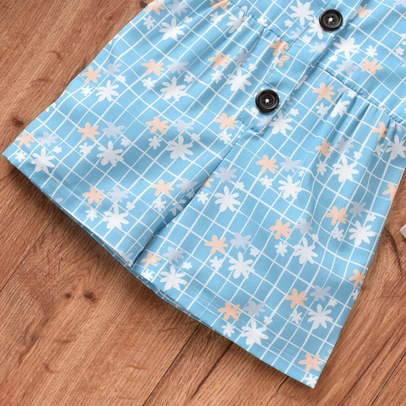 

Summer Baby Girl Flying Sleeve Children New One-Piece Printed Button Jumpsuit Casual Cute Soft Romper Sleeveless Clothes