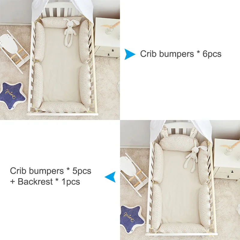 Бампер Babyinner для детской кроватки 6 шт. хлопковая подушка регулируемая детская