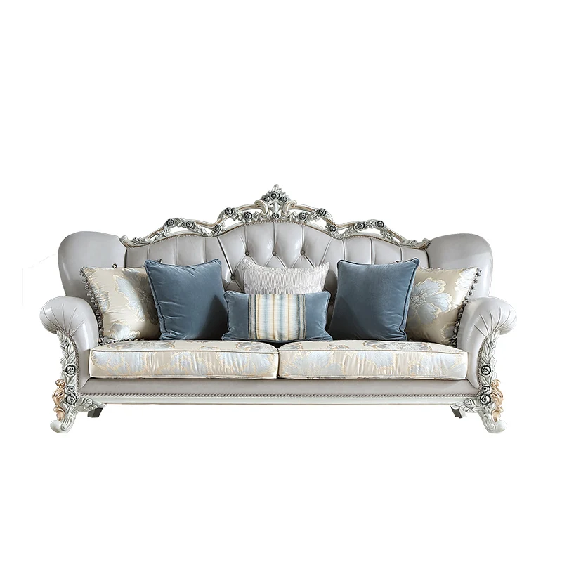 French light luxury leather sofa large family European living room high sense combination furniture set | Мебель