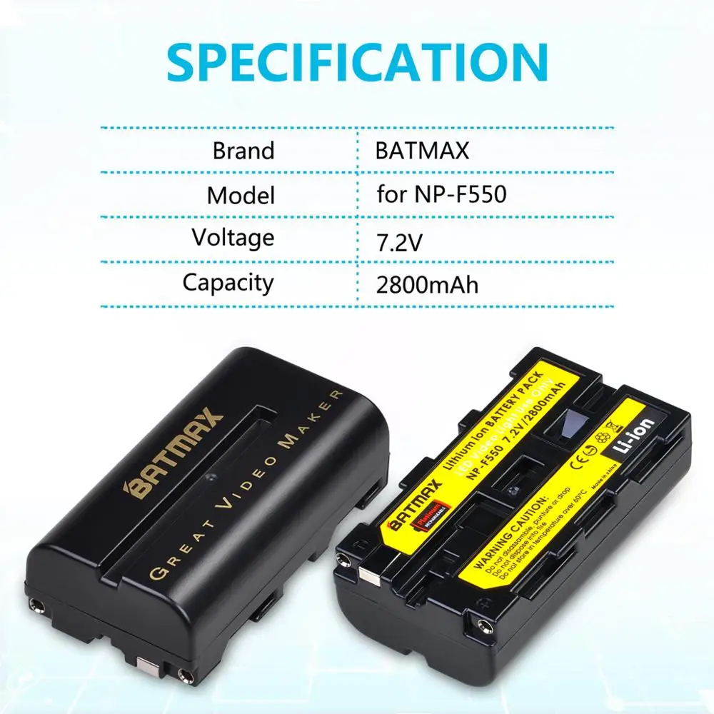 2X NP-F550 NP F550 литий-ионный аккумулятор для Yongnuo Viltrox Video светильник NP-F330 NP-F530 NP-F570 NP-F730