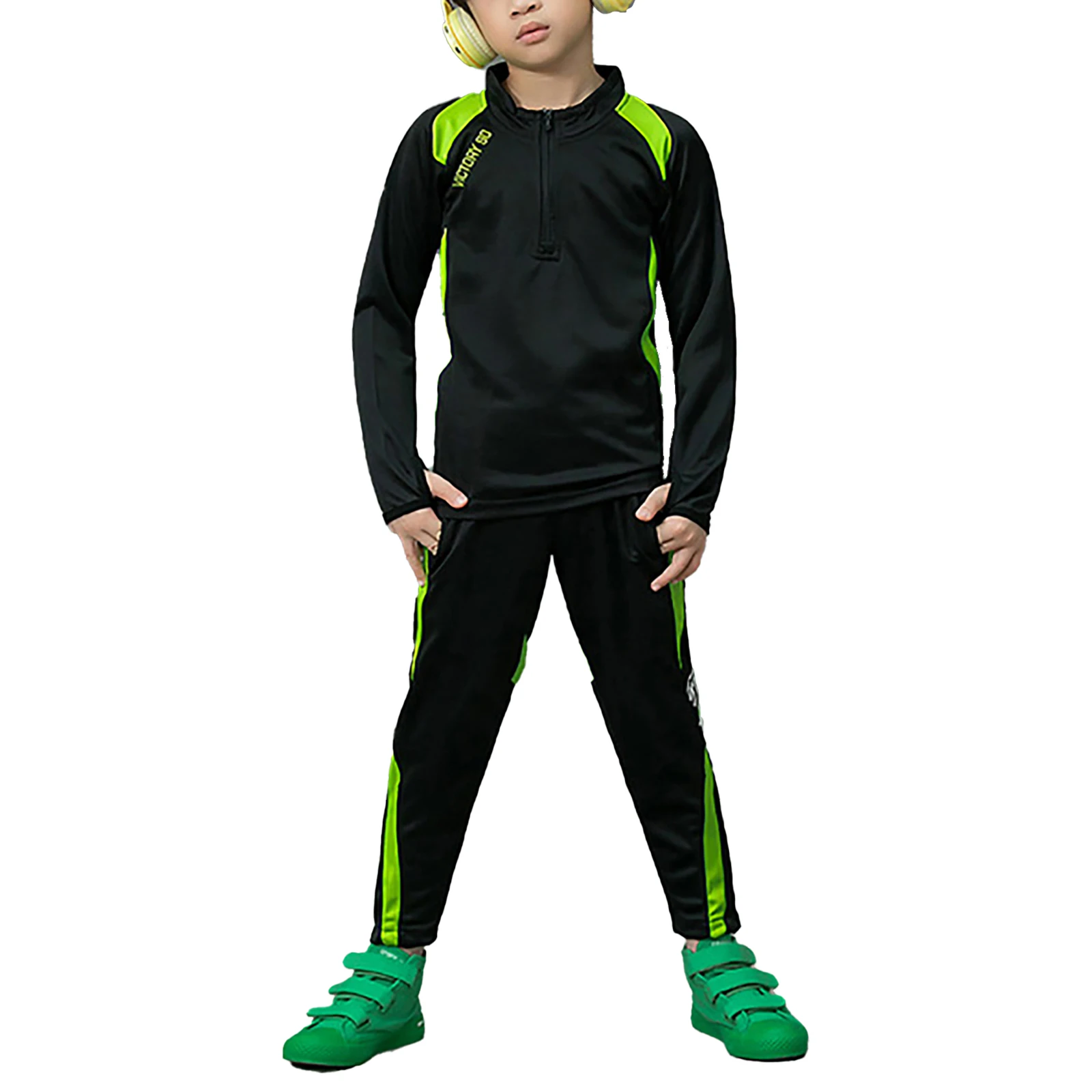 Спортивный костюм для мальчиков эластичный комплект одежды с ложным воротником