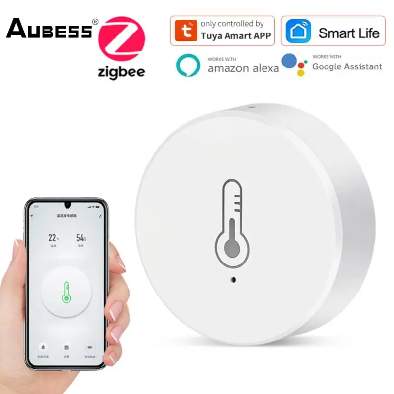 

Aubess Tuya ZigBee Smart Temperature And Humidity Sensor Smart Life Indoor Hygrometer Thermometer Works With Alexa Google Home