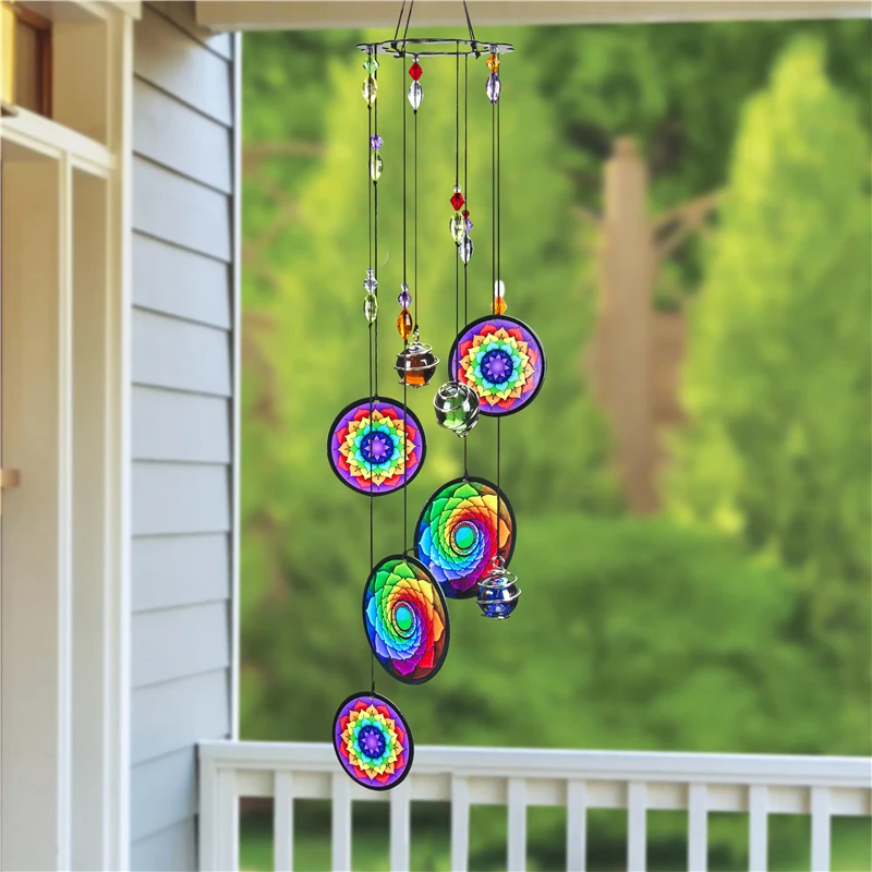 

2 Style Memorial Windchimes Rainbow Maker Window Hanging Suncatcher Fengshui Wind Chimes Decoration for Patio,Balcony,Garden