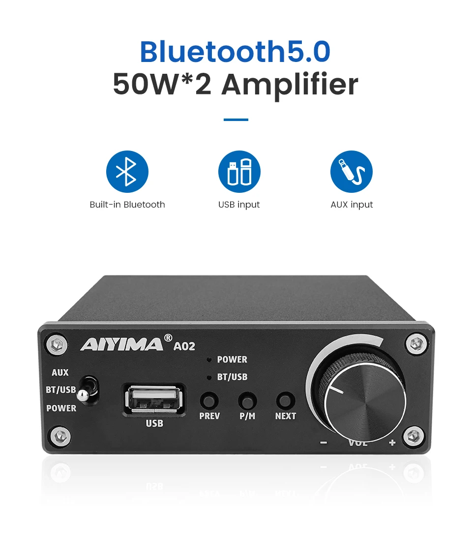 AIYIMA TPA3116D2 усилители 50 Вт* 2 Bluetooth 5,0 стерео усилитель аудио усилитель мощности динамика DIY для домашнего звукового театра