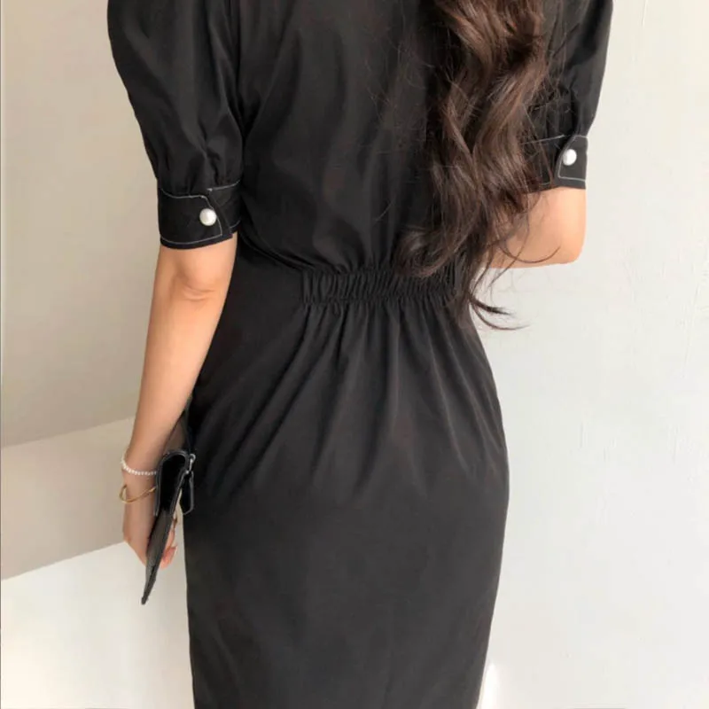 

2020 Summer New Short Sleeve Women Dress Large Size Vintage Bodycon OL Lady Elegance Shirt Dress Vintage Chic Sexy Slim Dresses