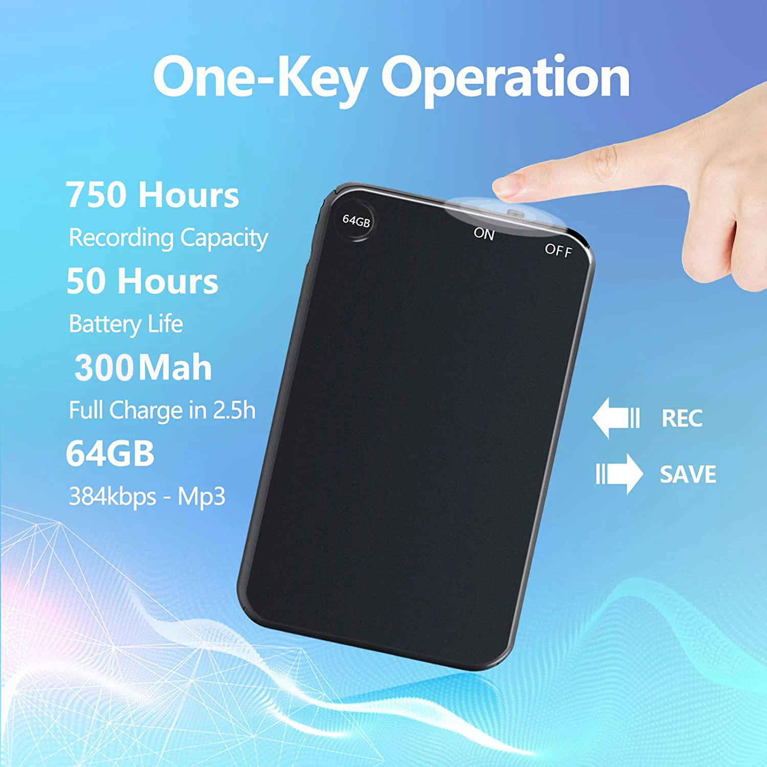 V15 300 мА/ч USB Флэш Накопитель SSD на 64 цифровой голосовой записи супер тонкий мини