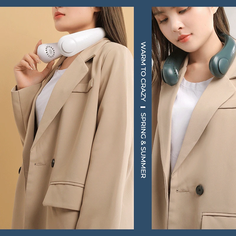 

portable fan cold fan Bladeless hands free neck fans hanging USB rechargeable mini sports fan adjustable neck dual fan Xiaomi