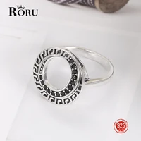 fine boho vintage womens rings sterling silver 925 jewelry wide zircon black diamond ring with stone unique design