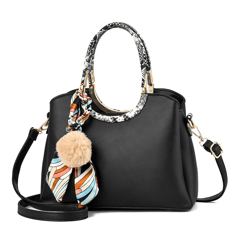 Женские кожаные сумки из змеиной кожи через плечо для женщин шарф с помпонами
