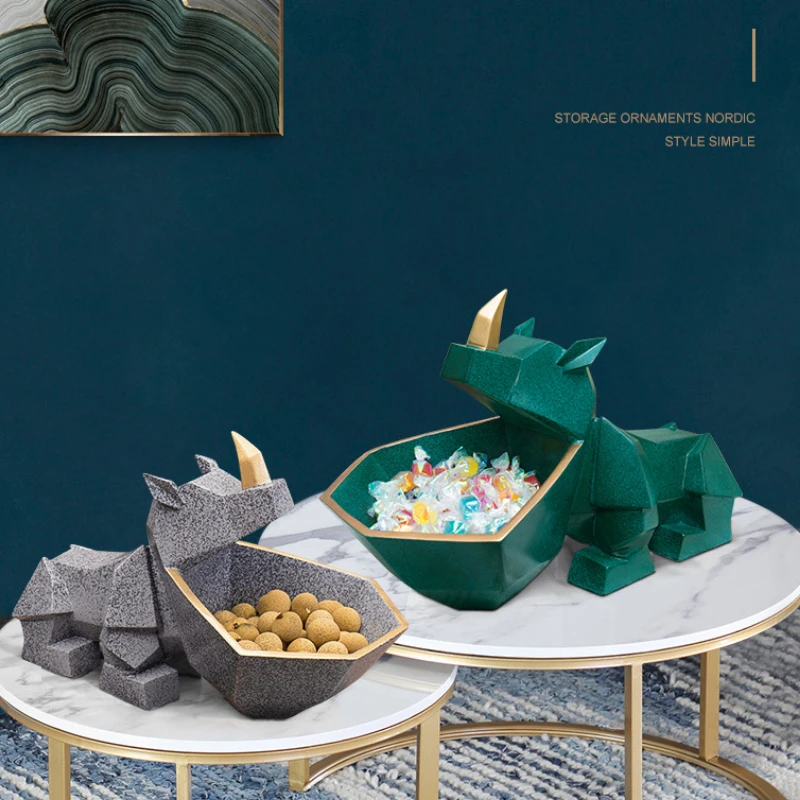 

Nordic Cut Geometric Rhinoceros Storage Box Decoration For Living Room Modern Minimalist Hallway Resin Crafts Home Decorations