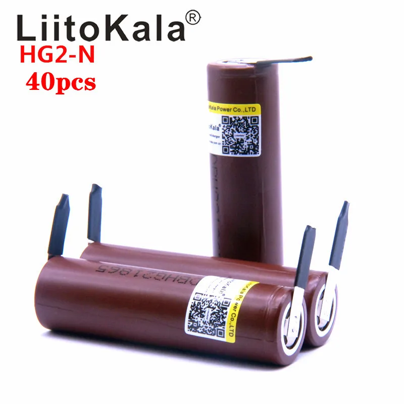 

40pcs LiitoKala HG2 18650 3000mah High power discharge Rechargeable battery power high discharge,30A large current+DIY nicke