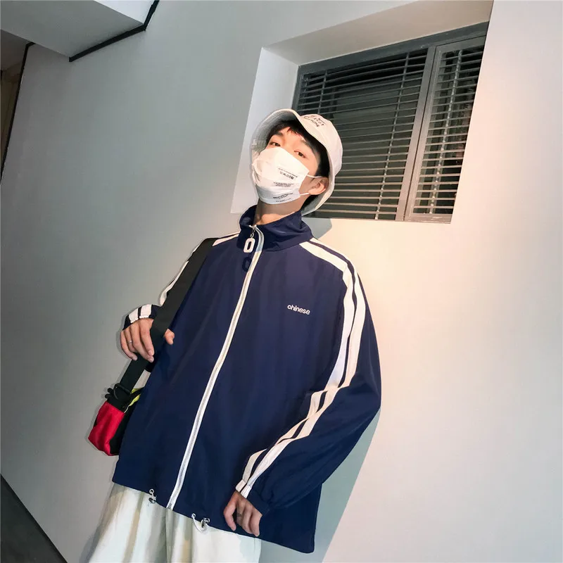 

Jackets Men Long Sleeve Comfortable Hot Sale Jacket Loose Mens Turn-down Collar Zipper Korean Style All-match Ulzzang BF Chic