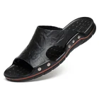 Сандалии мужские кожаные, Повседневная модная Уличная обувь, пляжная обувь, легкие водонепроницаемые, большие размеры 38-48, домашние тапочки