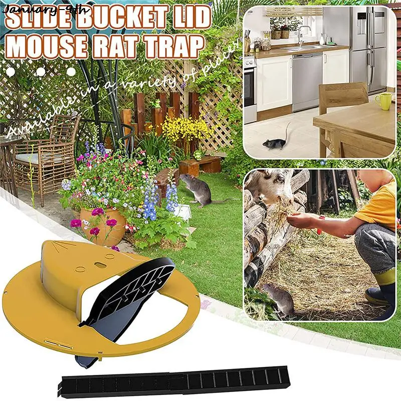 

Bucket Lid Door Style Mousetrap Lethal Trap For Outdoor Indoor Multi Catch Reusable Smart Mouse Rat Trap Plastic Flip N Slide