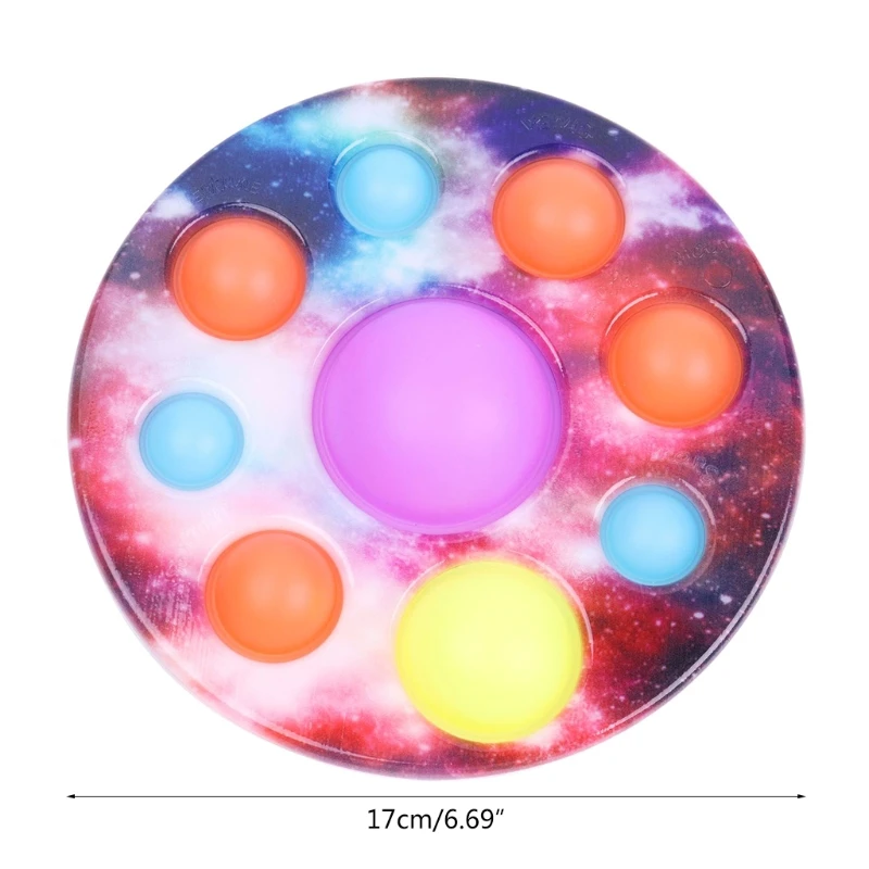 

J60B Decompression Toy Planets Bubble with Push Popper Rainbow Funny Novelty Gift Interactive Toy for Teenager Early Learning