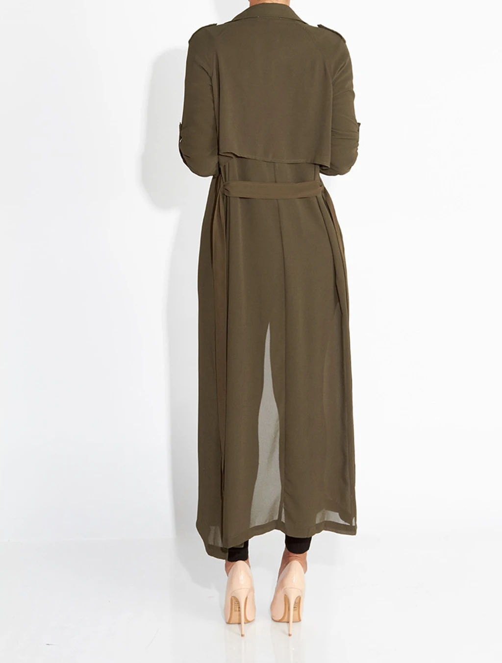 

Women Long Sleeve Solid Trench Autumn Fashion Outwear Casual Tops Ladies See Through Blouse Cardigan Oversized