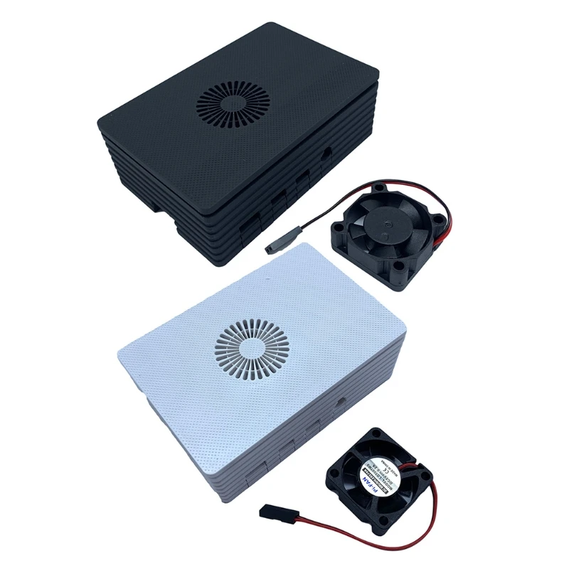 

ABS Case Enclosure Protective Cover Shell with Cooling Fan for Raspberry Pi 4