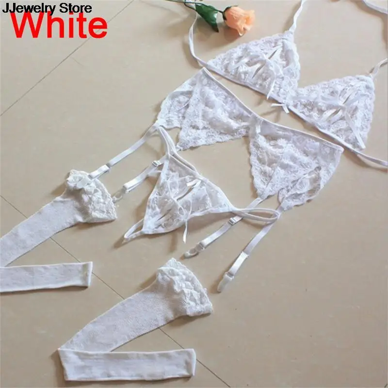 Кружевной Цветочный Топ сексуальный полый бюстгальтер + подвязка с цветами пояс