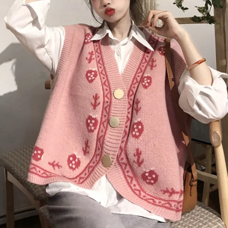 Женский вязаный жилет с V-образным вырезом без рукавов |