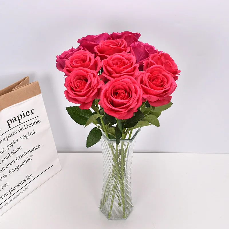 

Beautiful Wedding Roses Silk Flower High Quality Artificial Flowers Home Garden Party Home Decor For Living Room Fake Plants