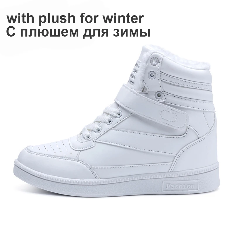 plush white Женские кроссовки; скрытое увеличение высоты; Брендовая обувь; сезон осень-зима; обувь из искусственной кожи; женская спортивная обувь с высоким берцем; ST213 - Цвет: plush white