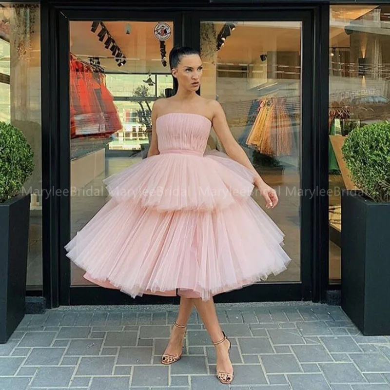 Женское платье многоярусная юбка платья до середины икры бальное без бретелек