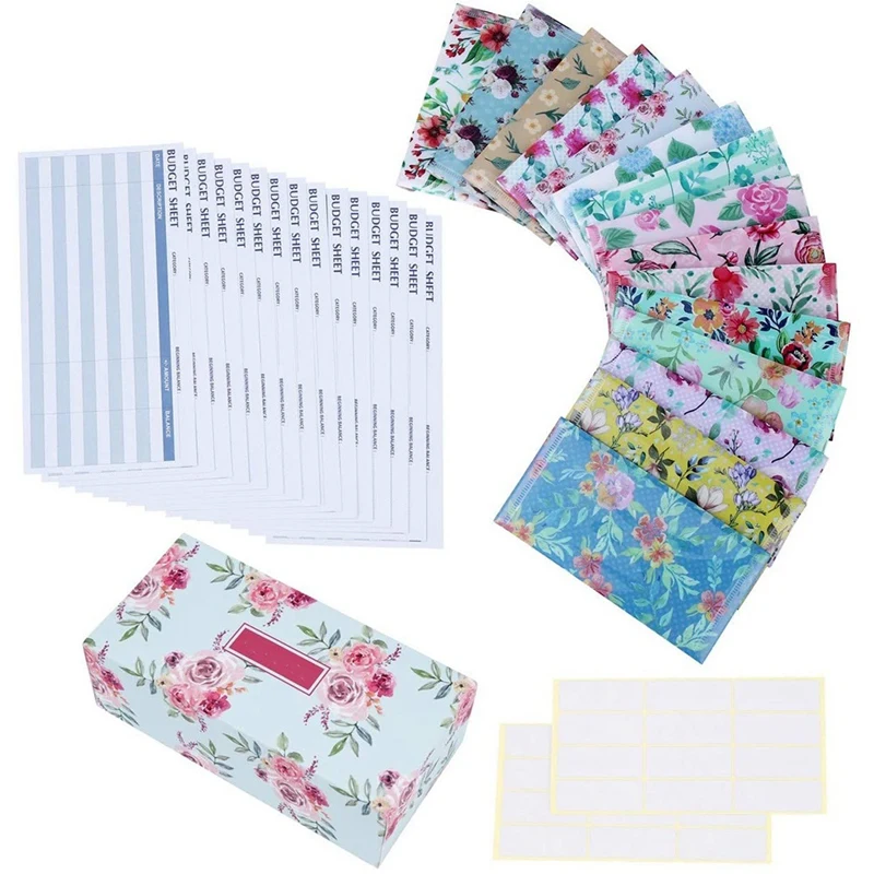 

2 Set Cash Envelope System for Budget Reusable Plastic Budget Envelope with Budget Sticker Box To Save Money D & B