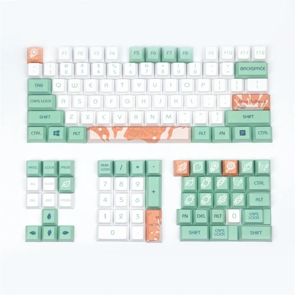 

PBT пятисторонние Горячие сублимационные колпачки для механической клавиатуры, вишневый профиль, мятный молочный колпачок для клавиш GH60 GK61 ...