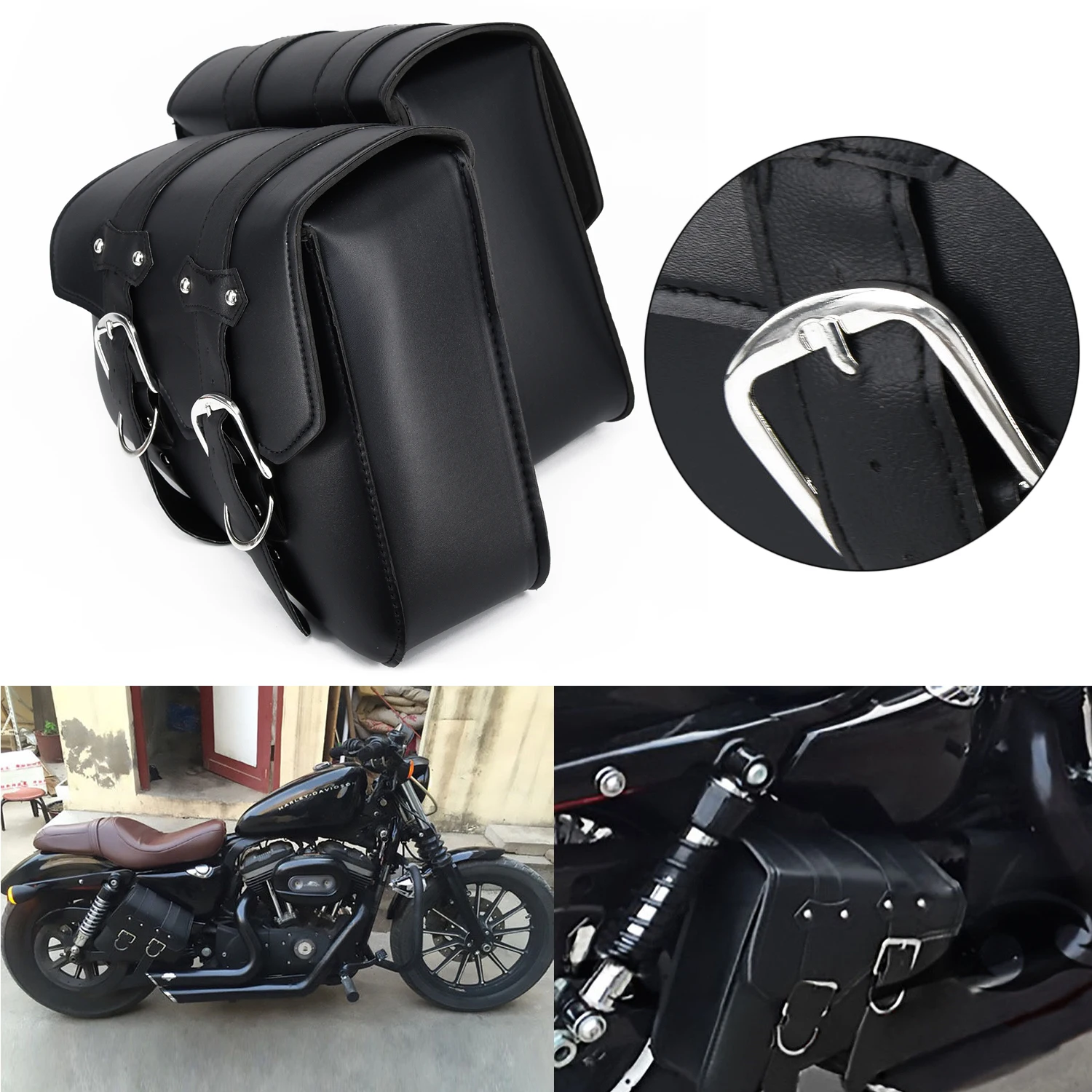 

Saddle Saddlebags Sportster bags Left & Right Solo Vehicle Storage For Harley Sportster XL883 XL1200