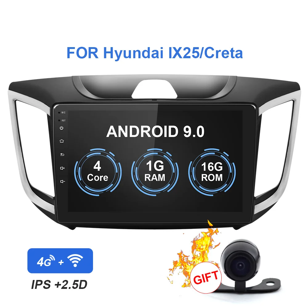 Android 9,0 автомобильный Радио мультимедийный плеер для hyundai Creta IX25- 2Din автомобильный Авторадио gps навигация Кассетный Стерео - Цвет: 1G RAM  16 ROM