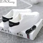 Кроссовки женские из искусственной кожи, дышащие, вулканизированные, белые, на платформе, 2020