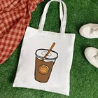 Женские холщовые сумки для покупок напитков кофе, Женская эко-сумка, складной тоут, вместительные сумки-тоуты, женская сумка через плечо в стиле Харадзюку