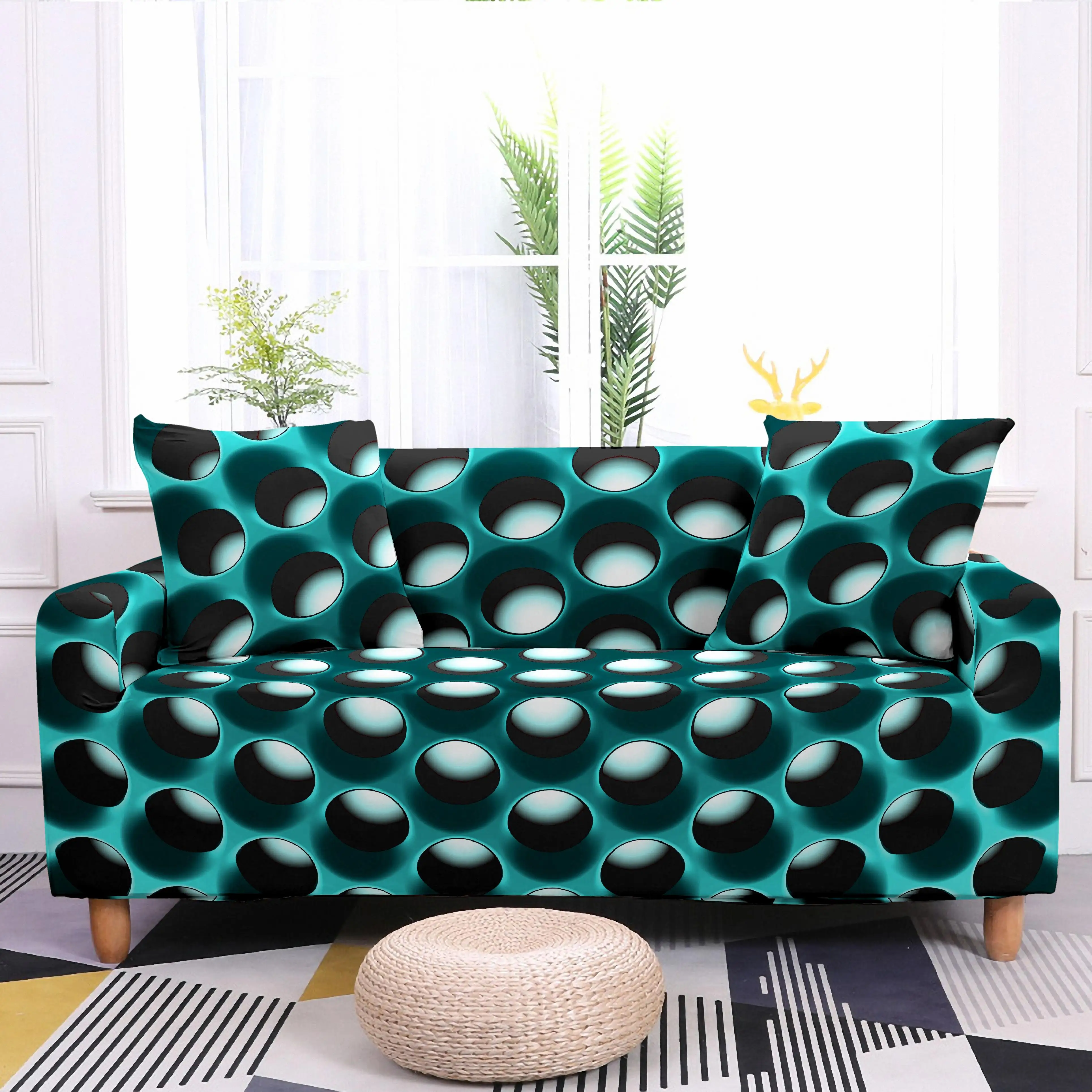 

3D Honeycomb Structure Sofa Cover 1/2/3/4 Seater for Living Room Protective Elastic Couch Cover Stretch All Inclusive Slipcover