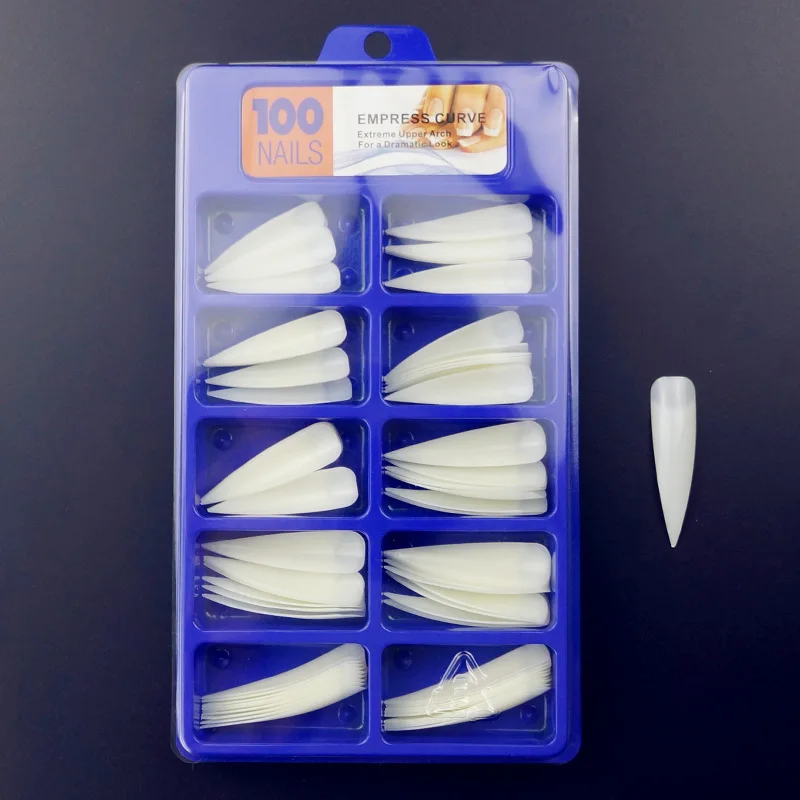 

100pcs/box Nail False Tip Fake Clear/Natural/White Long Stiletto Design Half-Cover False Tip Manicure Salon Press Faux Nails 3DE