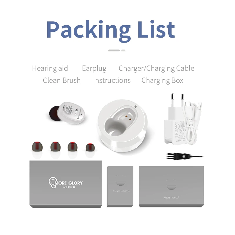 Перезаряжаемый слуховой аппарат Brizgo Невидимый Цифровой усилитель звука для
