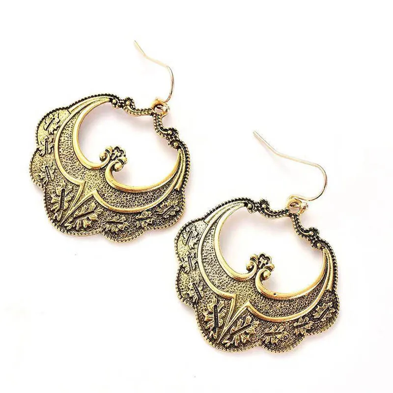 Европейские и американские богемные ажурные резные серьги винтажный этнический