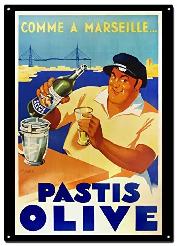 

Pastis Olive Metal Tin Signs, Vintage Poster, Decorative Signs Wall Art Home Decor - 8X12 Inch (20X30 cm)