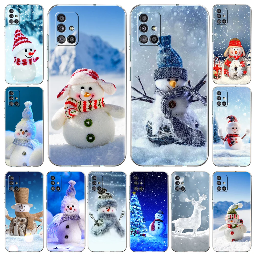 

Christmas New Year snowman Luxury Phone Case for Samsung Galaxy A51 A71 A11 A31 A41 M31 A01 A21S Cover Transparent Soft Shell