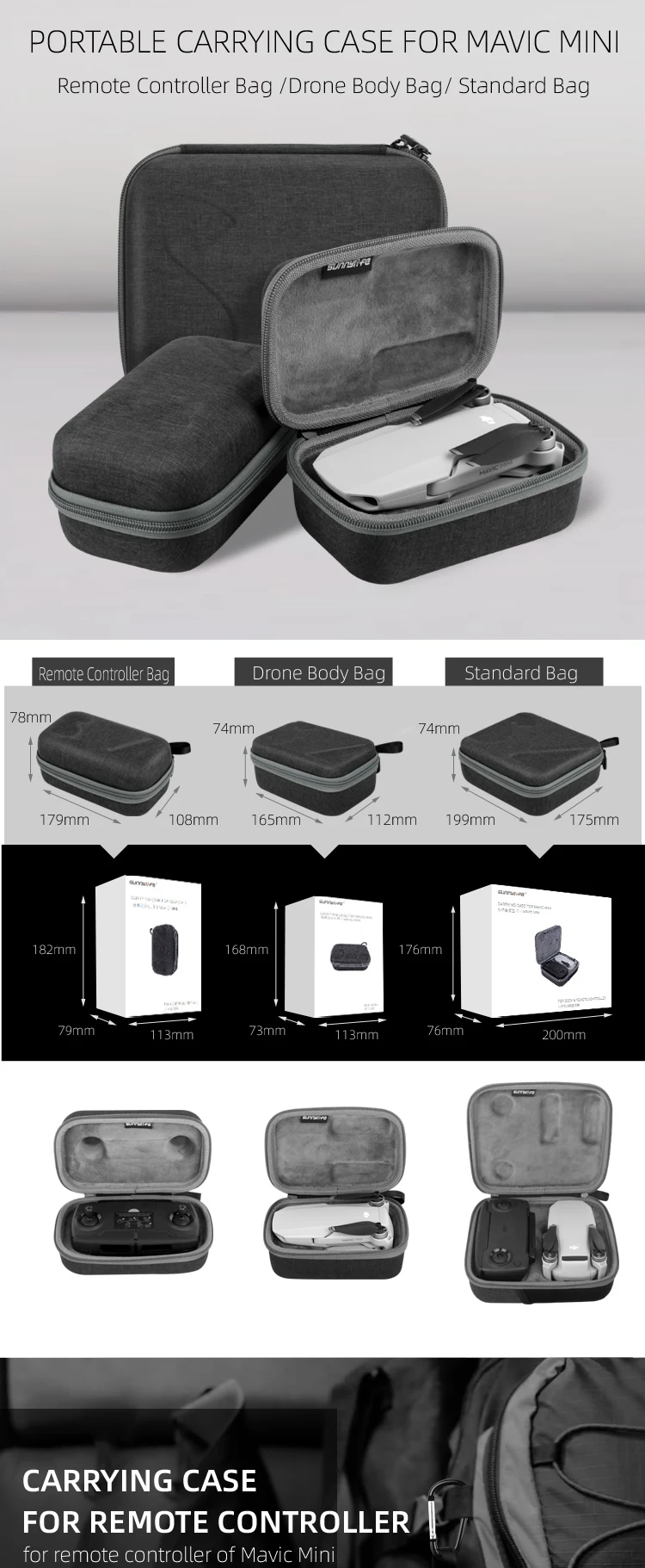Sunnylife Защитная сумка для хранения Чехол для DJI Mavic Mini Drone пульт дистанционного управления аксессуары