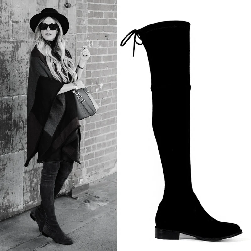 2019 высокие сапоги до бедра на плоской подошве зимние женские выше колена удобные