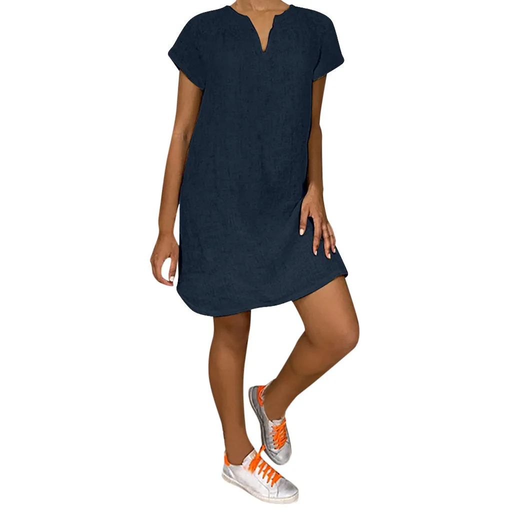 2020 Женская летняя обувь Стиль Vestido Feminino повседневные хлопковые топы размера плюс