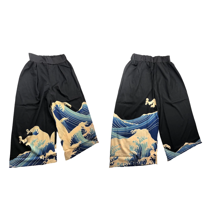 

Japanese Kimono Unisex Womens Trousers Harajuku Haori Thin Sunscreen Coat Cardigan Ukiyo Man Wide Leg Pants Leisure Loose Harem