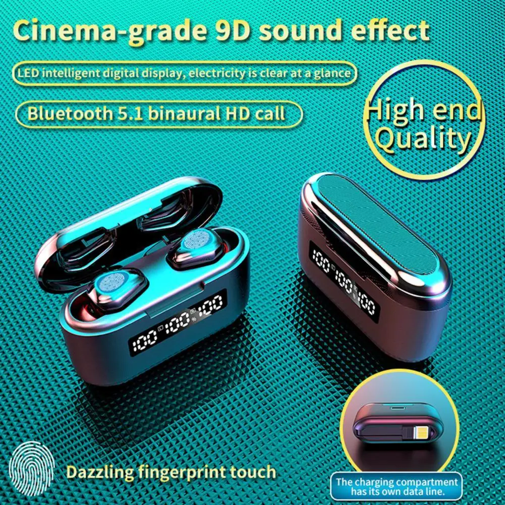 

G40 Bluetooth 5.1 TWS Power Display Sport Headsets Earphones with Charging Cable Noise Cancelling Headphones