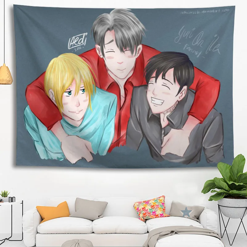 

Горячая Распродажа пользовательский аниме Yuri On Ice Печатный гобелен фон декоративный гобелен различных размеров Настенный декор
