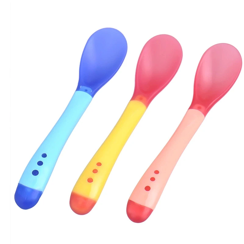 Cuchara con sensor de temperatura para beb&eacute;, cucharas de alimentaci&oacute;n infantil, cuberter&iacute;a para ni&ntilde;o y ni&ntilde;a peque&ntilde;a, env&iacute;o directo, 3 unids/lote-0